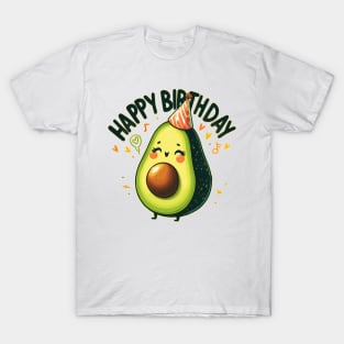 Cute Kawaii Avocado Fruit Happy Birthday Party T-Shirt